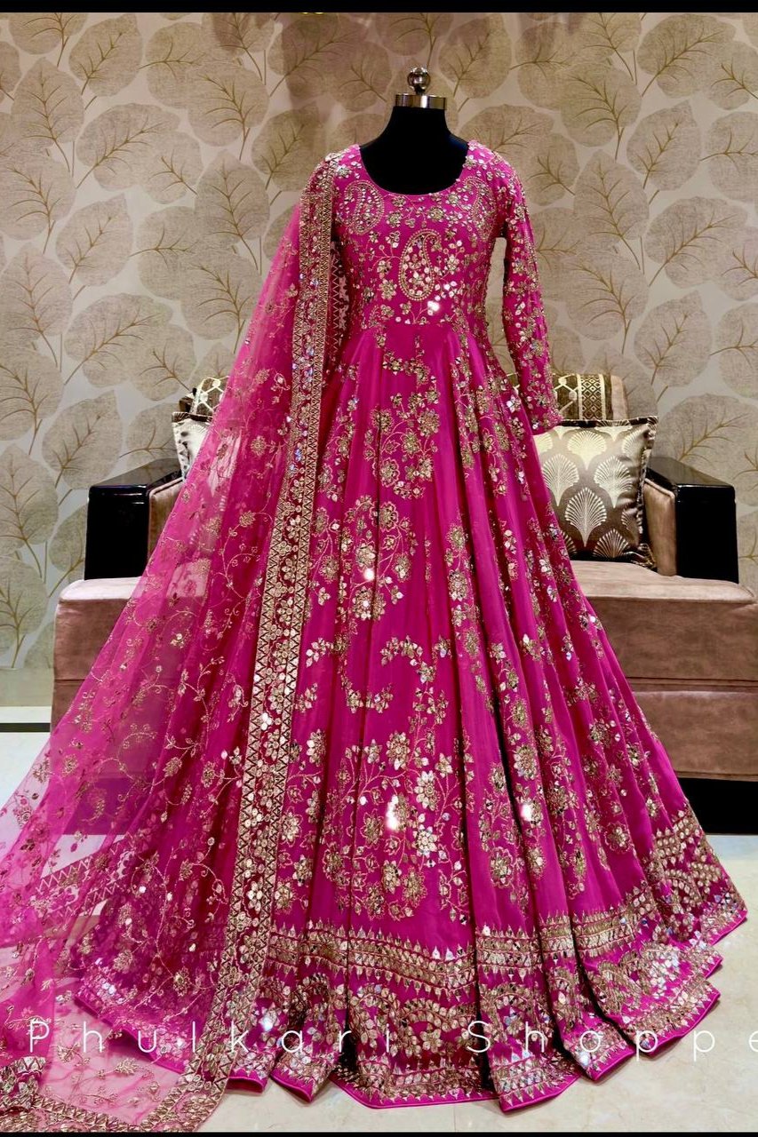 Chinon Silk Charm Gown Pant & Dupatta Set Fully Stitched and Ready to Wear