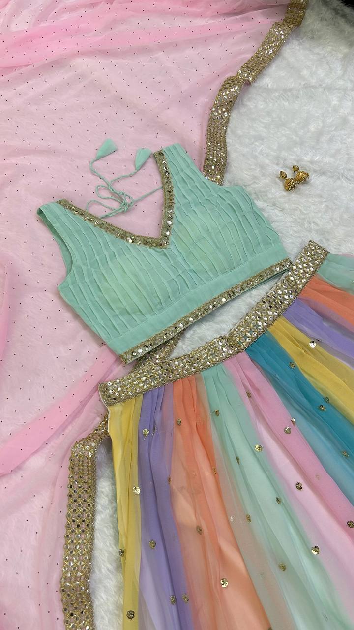 Colorful Multi Shade Lehenga for a Glamorous Appeal