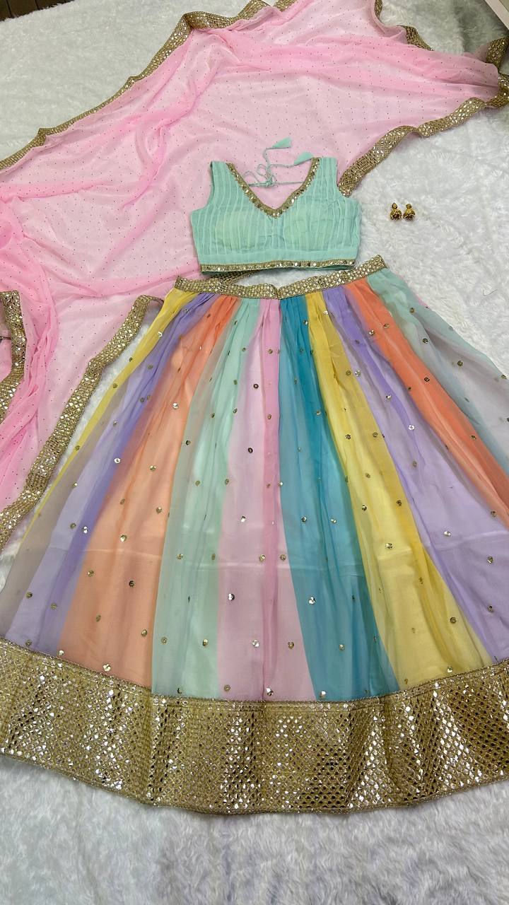 Colorful Multi Shade Lehenga for a Glamorous Appeal