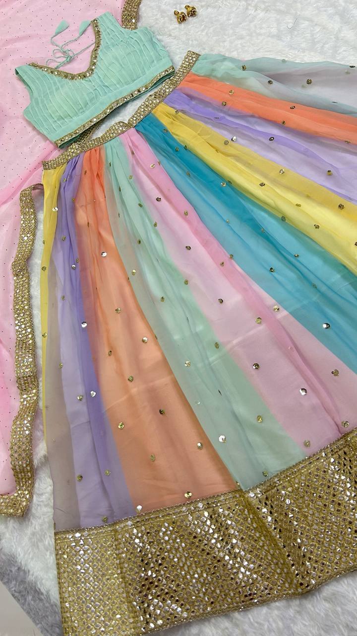 Colorful Multi Shade Lehenga for a Glamorous Appeal
