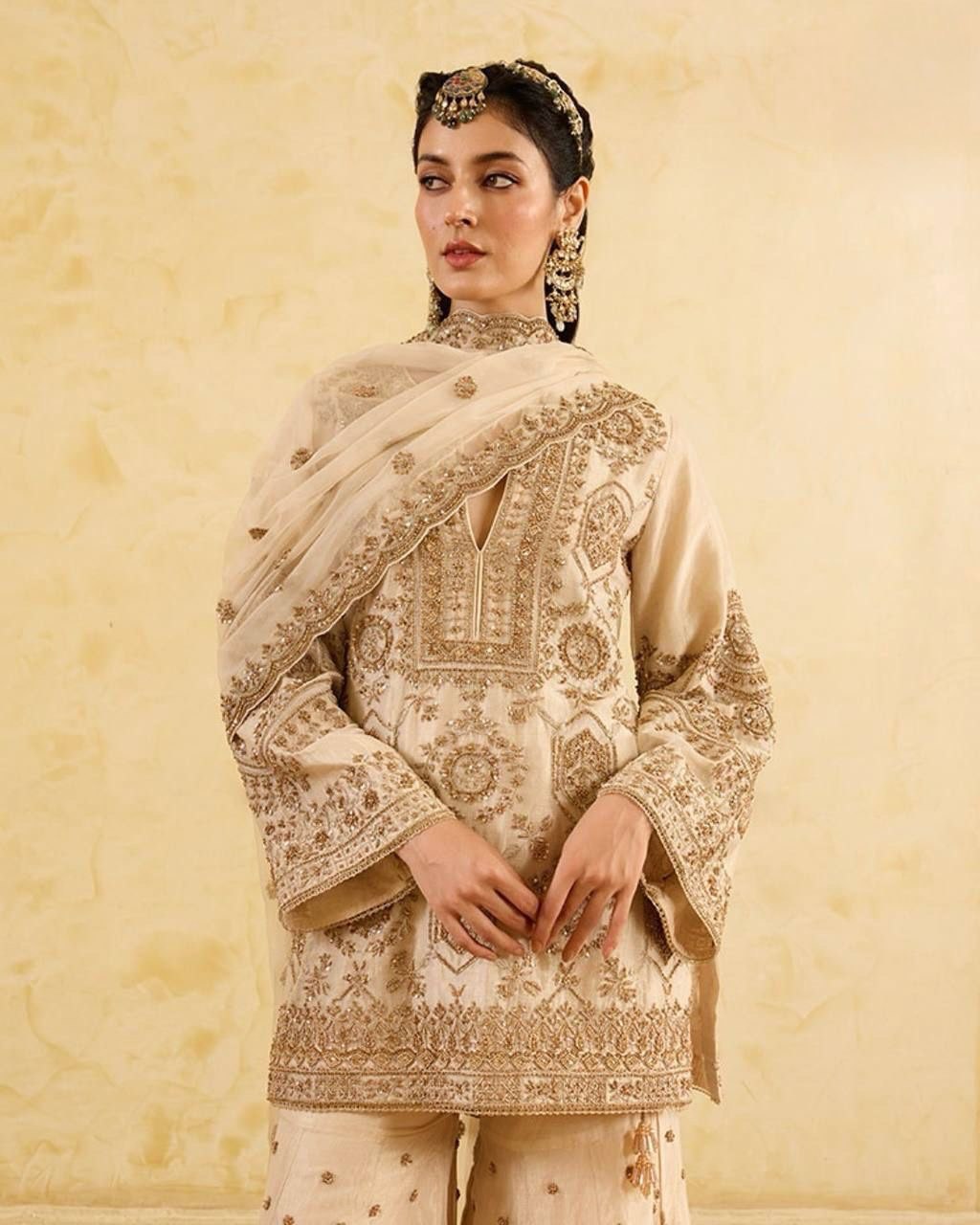 Elegant Chinon Silk Palazzo Set Timeless Grace with Intricate Embroidery