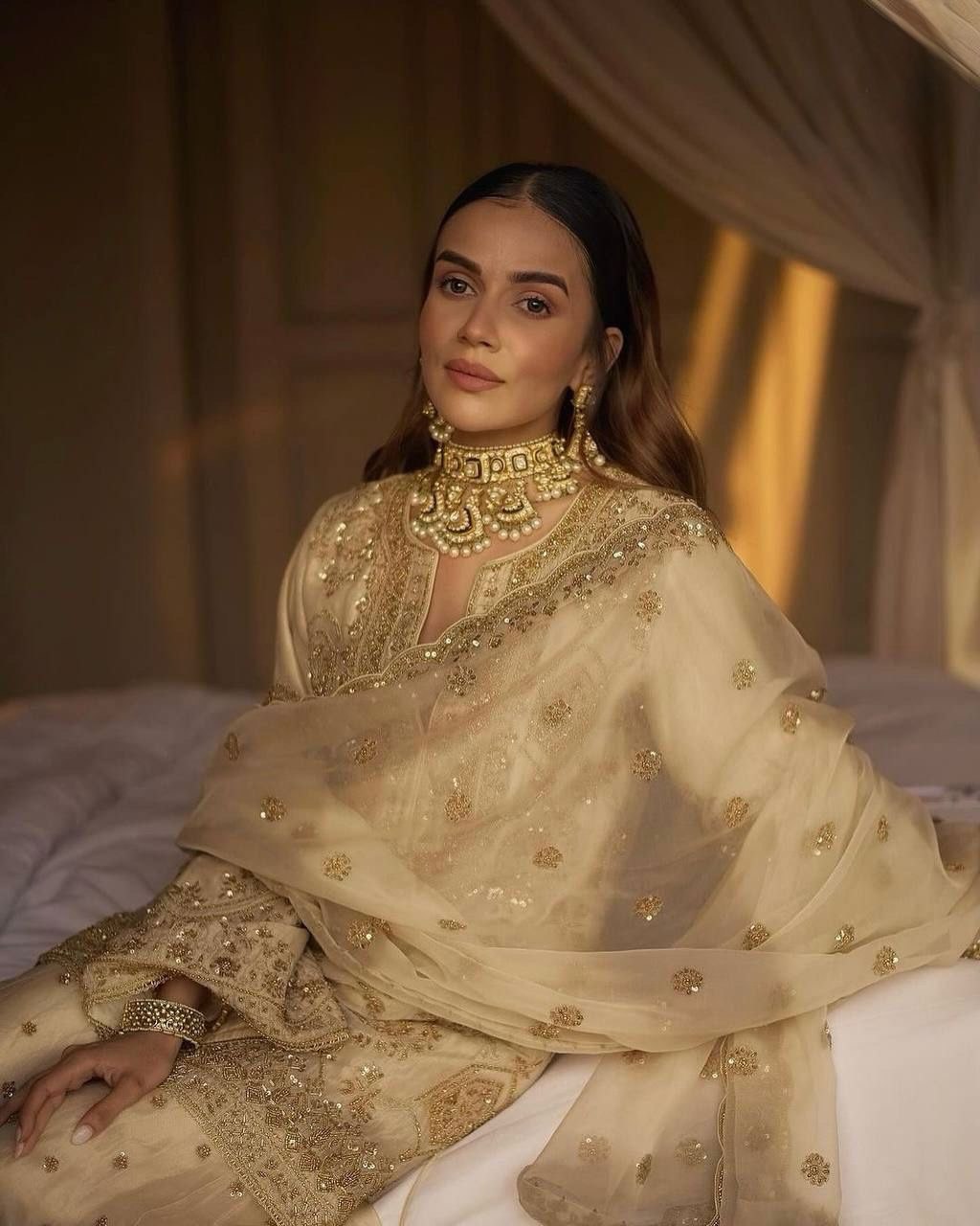 Elegant Chinon Silk Palazzo Set Timeless Grace with Intricate Embroidery