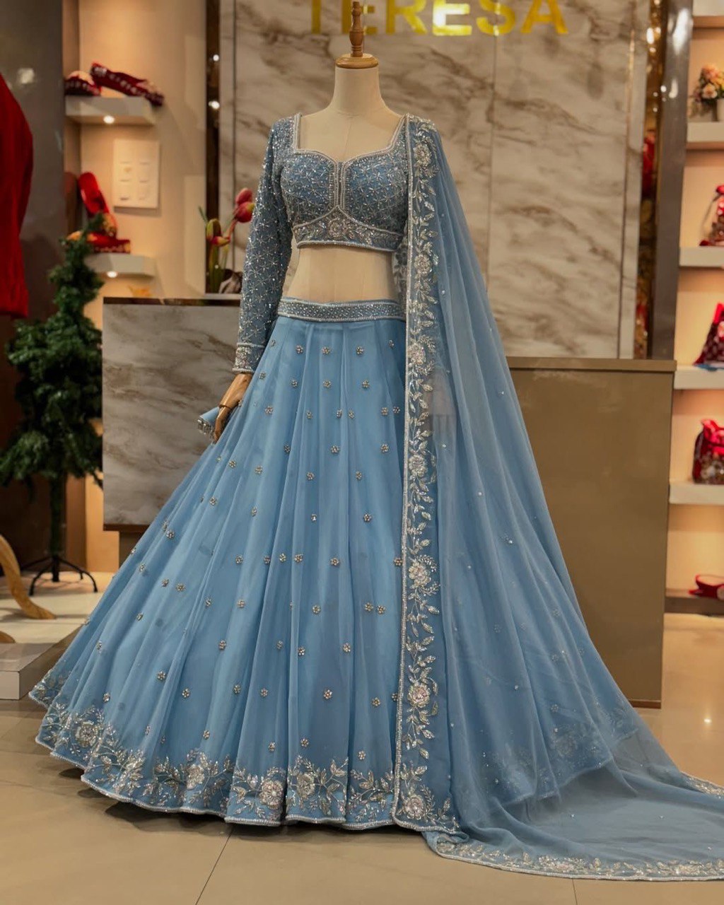 Beautiful Fox Georgette Lehenga Choli Set designed with elegant embroidery