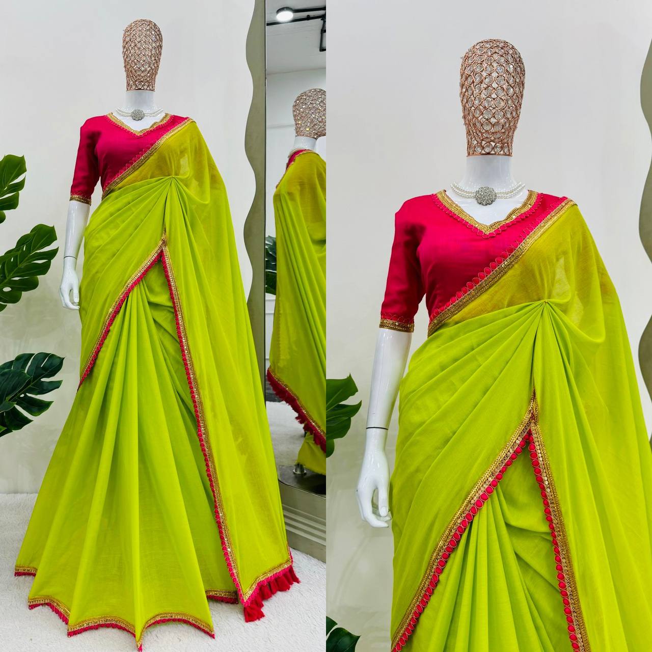 Premium Mul Cotton Saree with Designer Blouse and Pallu Latkan