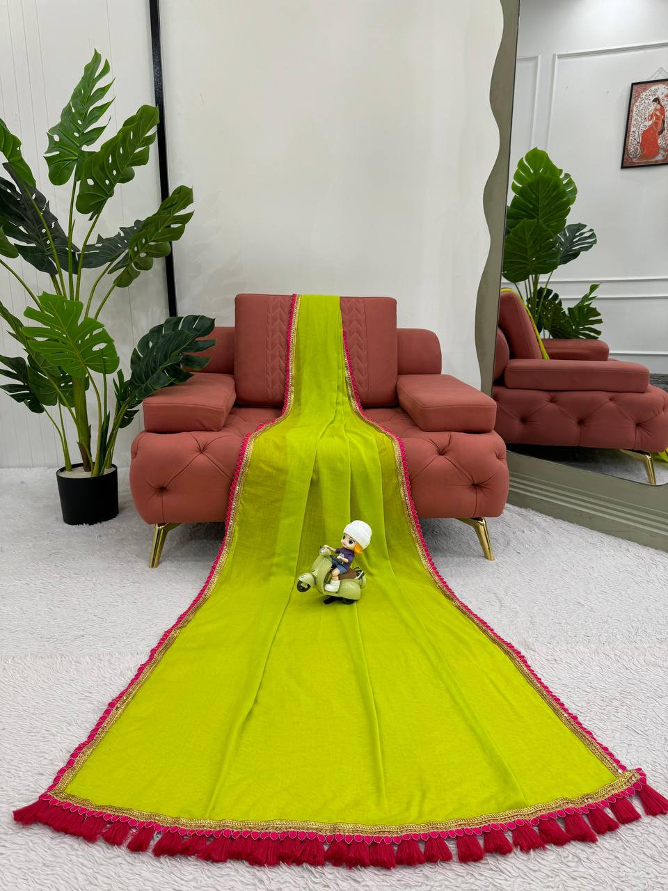 Premium Mul Cotton Saree with Designer Blouse and Pallu Latkan