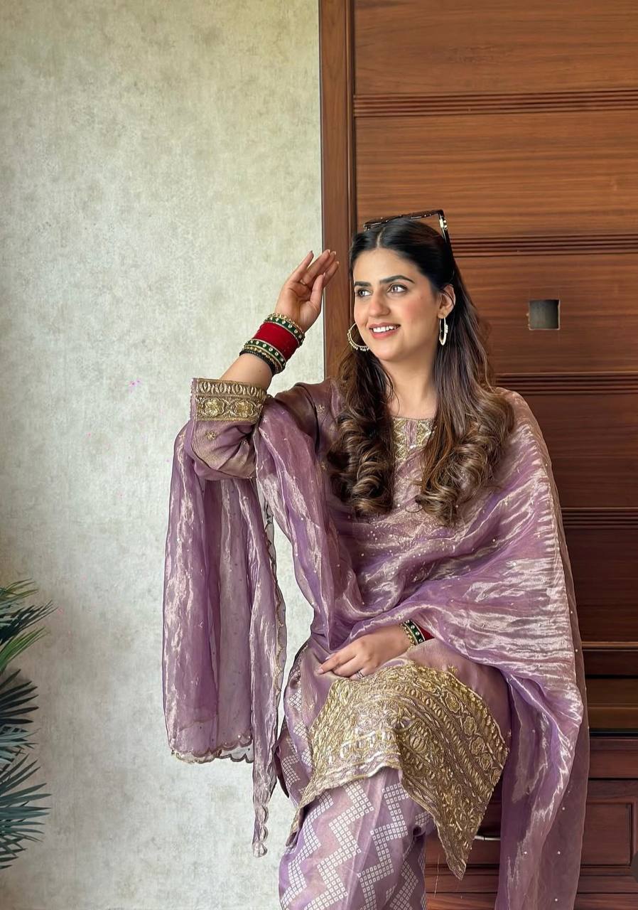 Pure Twin Tissue Net Embroidered Suit Set