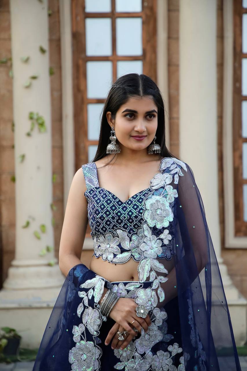 Blue Engagement Wear Lehenga Georgette and Dori Work for Timeless Charm