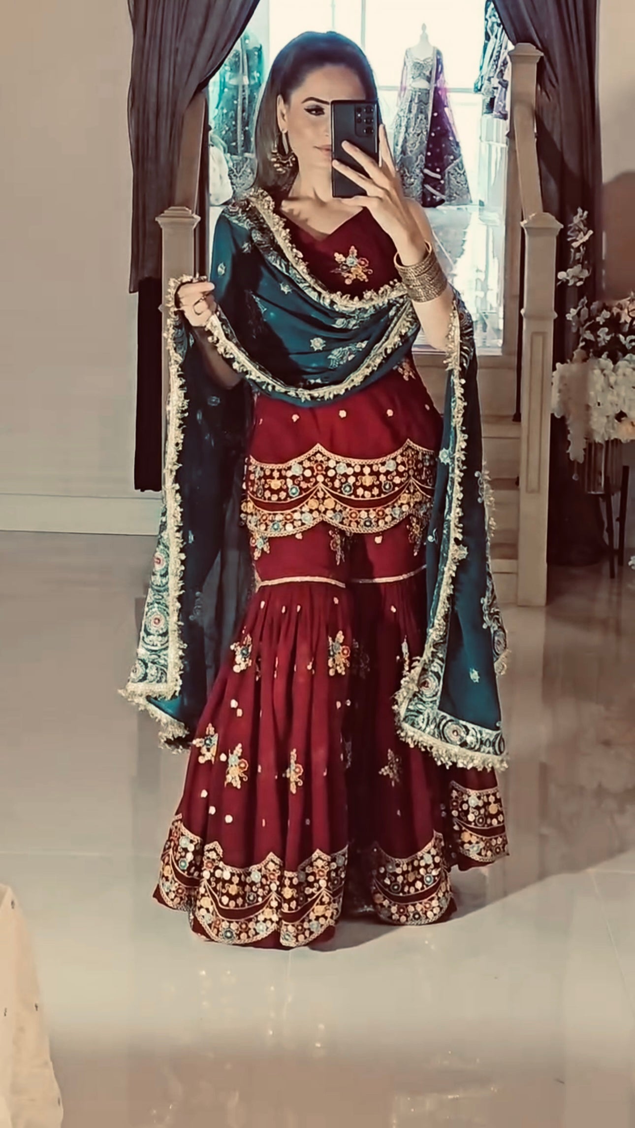 Elegant Faux Georgette Sharara Palazzo Set with Embroidery & Sequence Work