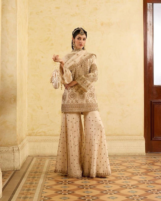 Elegant Chinon Silk Palazzo Set Timeless Grace with Intricate Embroidery