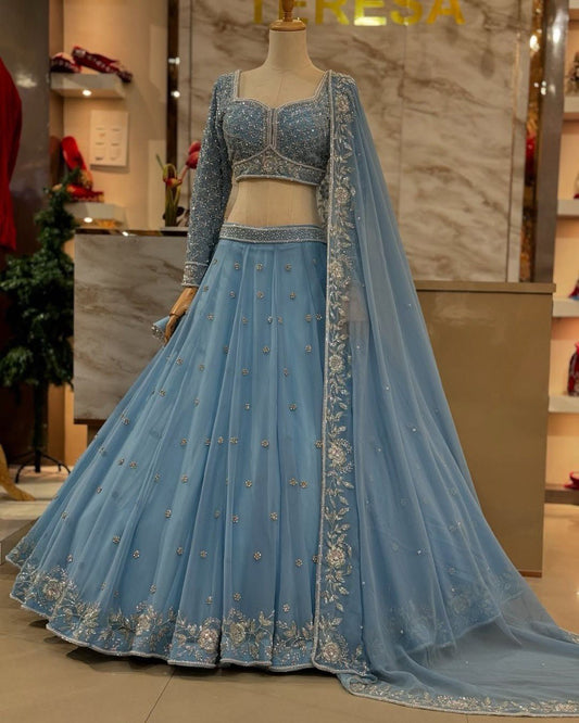 Beautiful Fox Georgette Lehenga Choli Set designed with elegant embroidery
