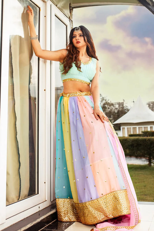 Colorful Multi Shade Lehenga for a Glamorous Appeal