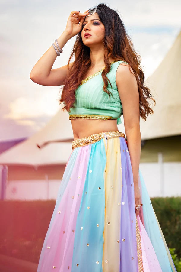 Colorful Multi Shade Lehenga for a Glamorous Appeal
