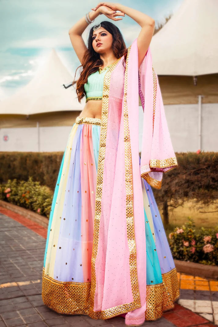 Colorful Multi Shade Lehenga for a Glamorous Appeal